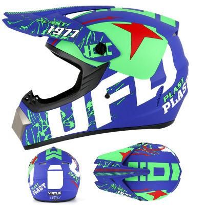 Go Kartoff-Road Helmetblue-Green UFO [Send Three-Piece Set]Electric Motorcycle Helmet Mountain Downhill Race Full Helmet