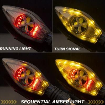 12V Motorcycle LED Turn Signal Light 48V Electric Scooter Sequential Flow Flashing Indicator Amber Driving Light