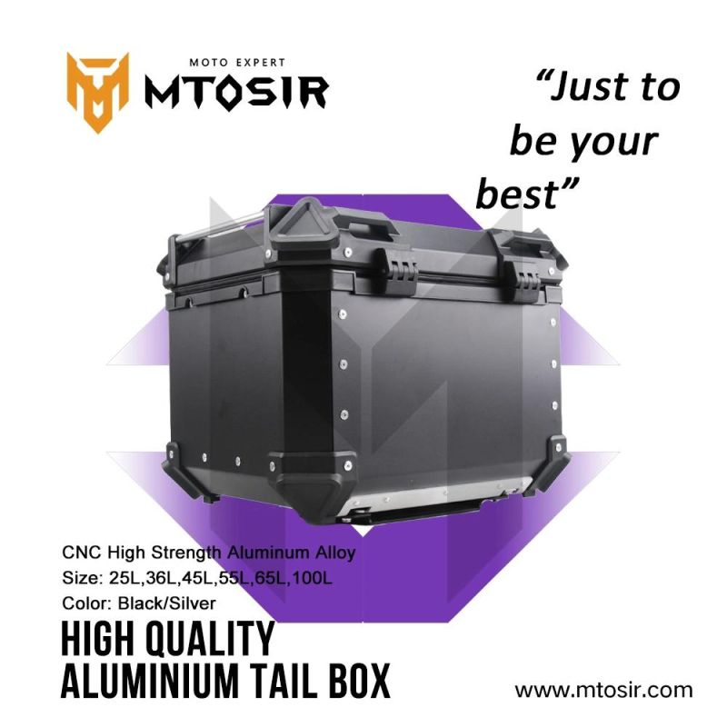 Mtosir High Quality Aluminium Alloy Tail Box Thicken Long Handle Universal Motorcycle Box 25L 36L 45L 55L 65L Black Silver Waterproof Rear Box Luggage Box