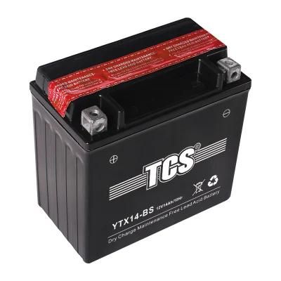 12V 14ah YTX14-BS Dry Charged Baterai 12V Sepeda Aki Motorcycle Battery