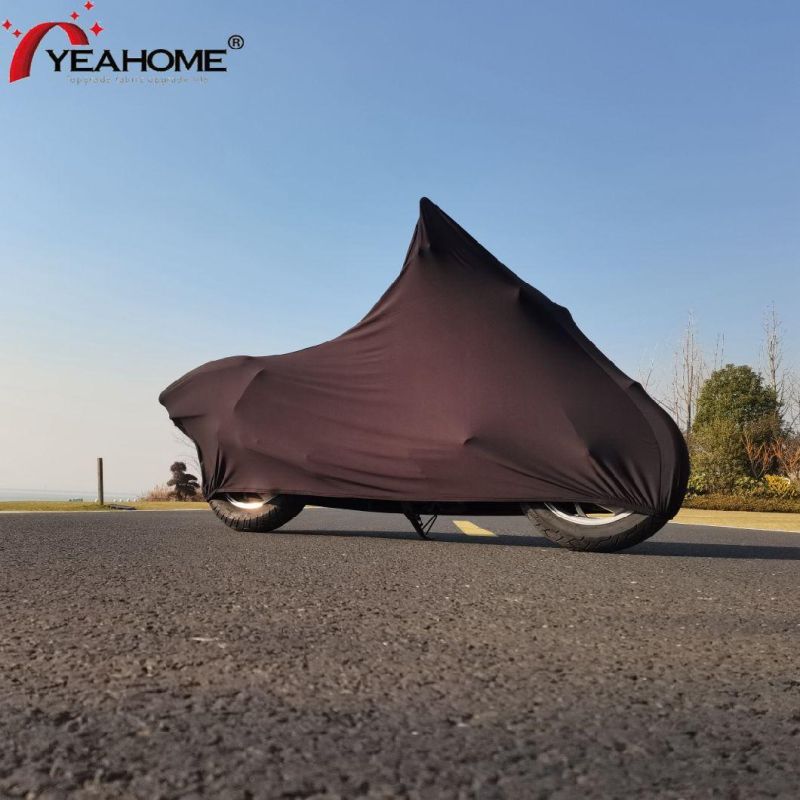 Full Black Elastic Fleece Soft Dust-Proof Motorcycle Cover Anti-Scratch Motorbike Cover