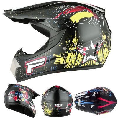 Go Kartoff-Road Helmetbright Black P Flower [Send Three-Piece Set]Electric Motorcycle Helmet Mountain Downhill Race Full Helmet