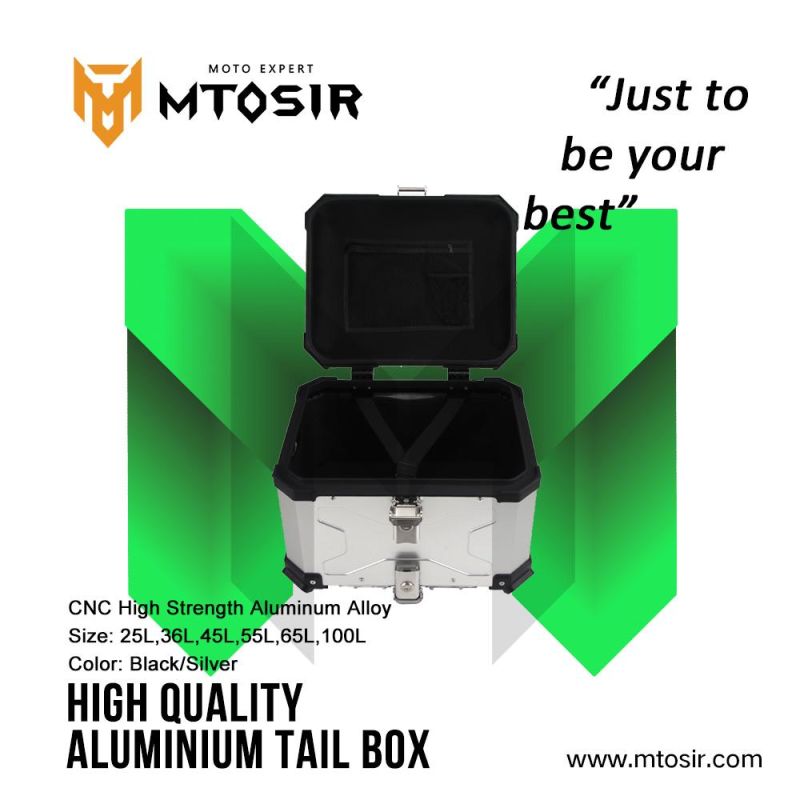 Mtosir High Quality Aluminium Tail Box Short Handle Universal Aluminium Alloy Motorcycle Box 25L 36L 45L 55L 65L Black Silver Waterproof Rear Box Luggage Box