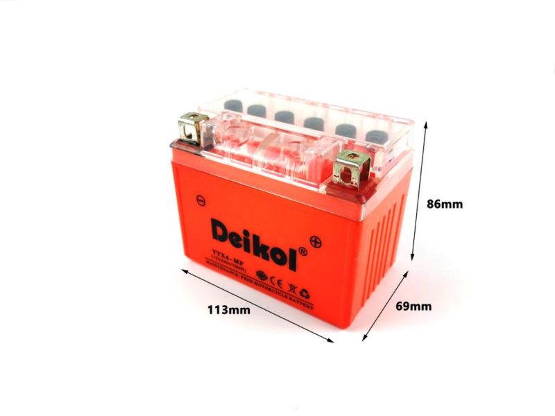 Deikol Ytx4-Mf/BS Orange Shell Maintenance Free Motorcycle Battery