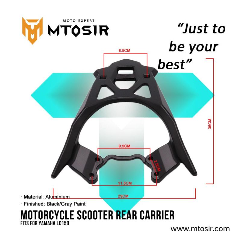 Mtosir Motorcycle Scooter Rear Carrier for Model YAMAHA LC150 Black/Gray Paint High Quality Professional Rear Carrier
