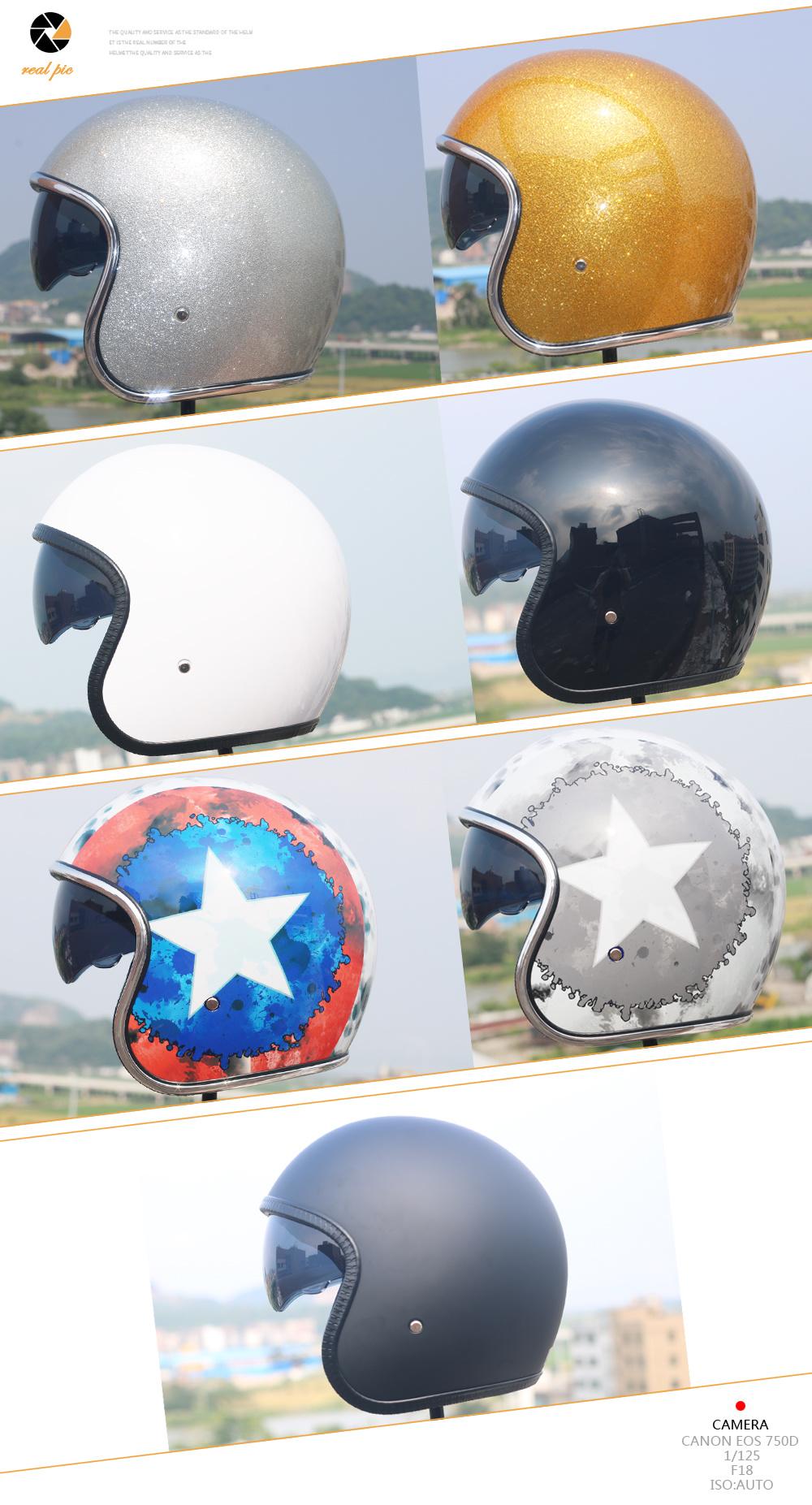 Motorcycle Helmet Jet Open Face Helmet with Lens Cascos PARA Moto Vintage Pilot Cafe Racer Etro Cruise