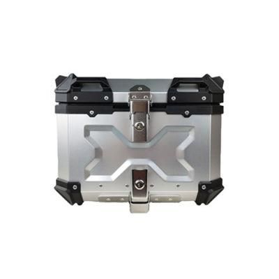 Motorcycle Silver Aluminum Alloy Tail Box Trunk Electric Vehicle Scooter Size Capacity Universal Bottom Shelf