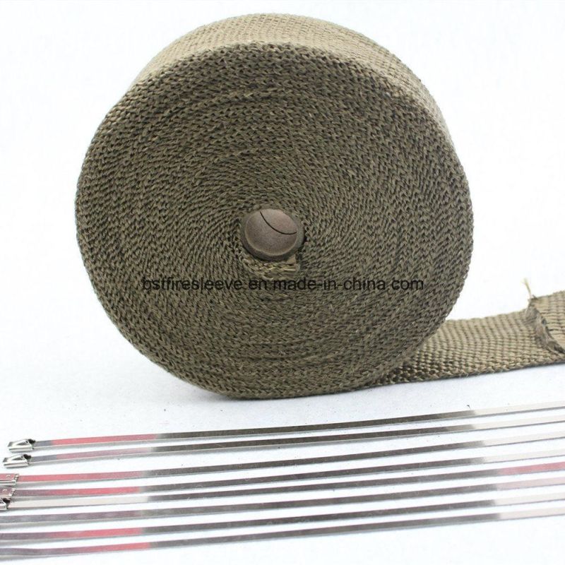 Heat Resistant Lava Rock Fiber Exhaust Wrap Heat Tape Titanium