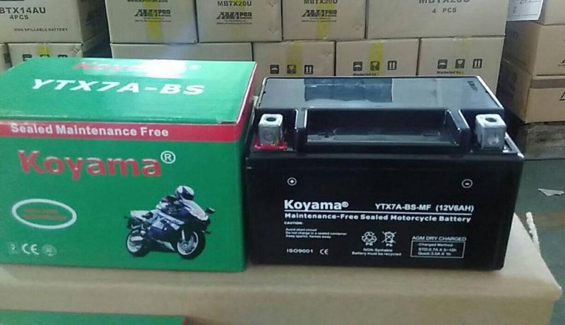 Ytx7a-BS Dry Charged Maintenance Free 12V7ah Motorcycle Battery