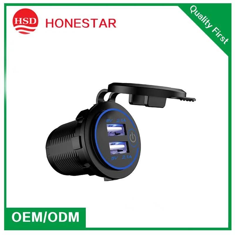 12V USB Outlet 4.2A Charger Socket with on/off Touch Switch for Car Marine Boat Motorcycle Charger