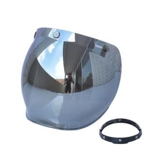 Silver Adjustable Motorcycle Half Face Helmet Bubble Visor Easy Installation
