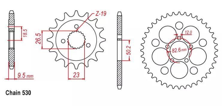 530 Chain and Sprocket Kit Spare Parts Motorcycle for Harley Xlh883 Xlh1200