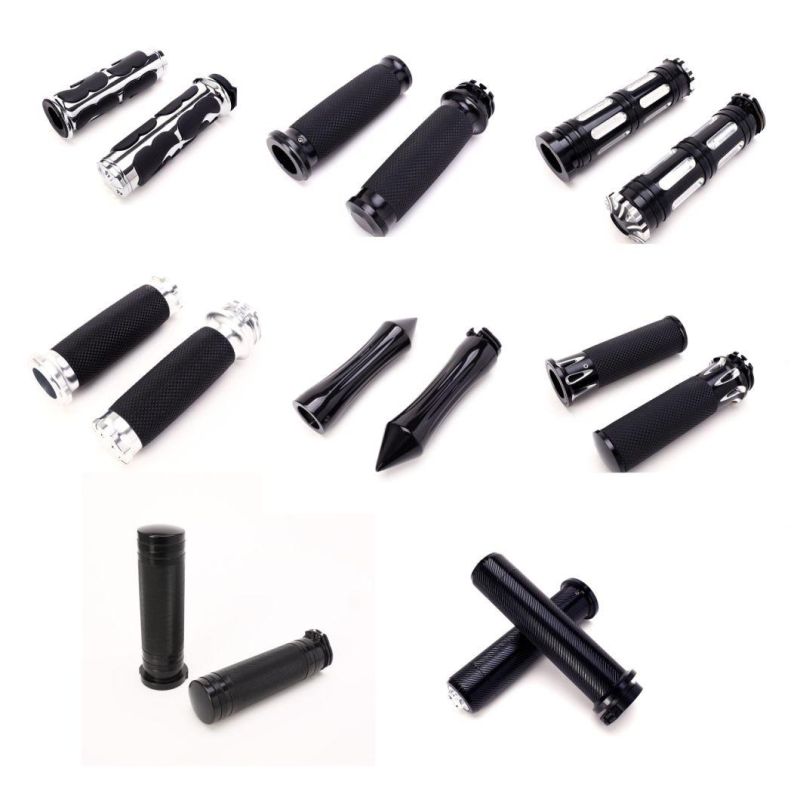 Motorcycle 1 Inch Handlebar Grips Black CNC Throttle Grip 25mm Universal Hand Grip