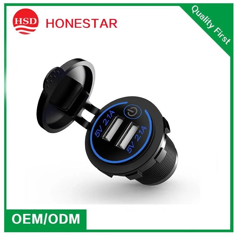 12V USB Outlet 4.2A Charger Socket with on/off Touch Switch for Car Marine Boat Motorcycle Charger