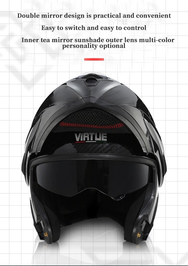 Factory Low Price Hot Sale Motorcycle Bluetooth Helmet Cool Full Face Motorcycle Helmet Universal Helmet Bluetooth Imitation Carbon Fiber Tea Mirror