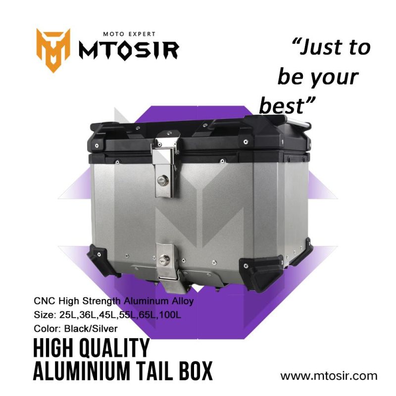 Mtosir High Quality Aluminium Tail Box Universal Aluminium Alloy Waterproof Motorcycle Box 25L 36L 45L 55L 65L 100L Black Silver Rear Box Luggage Box