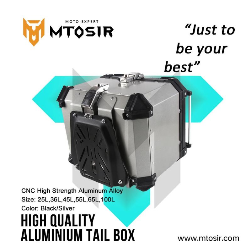 Mtosir High Quality Aluminium Tail Box Universal Aluminium Alloy Motorcycle Box 25L 36L 45L 55L 65L 100L Black Silver Waterproof Luggage Box Rear Box