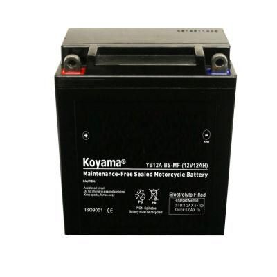 12V12ah Motorcycle Mf Battery Yb12A-BS Maintenance Free AGM Motorcycle Battery