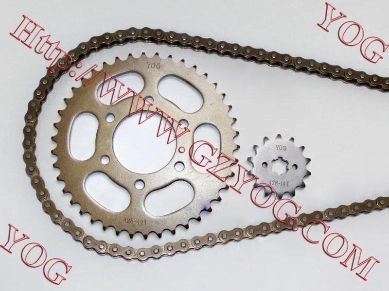 Yog Motorcycle Spare Parts Chain Sprocket Set for Hj125 C90 Honda Ace125