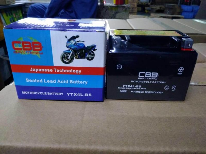 Superior Quality Low Price Motorcycle Battery Ytx4l-BS 12V4ah