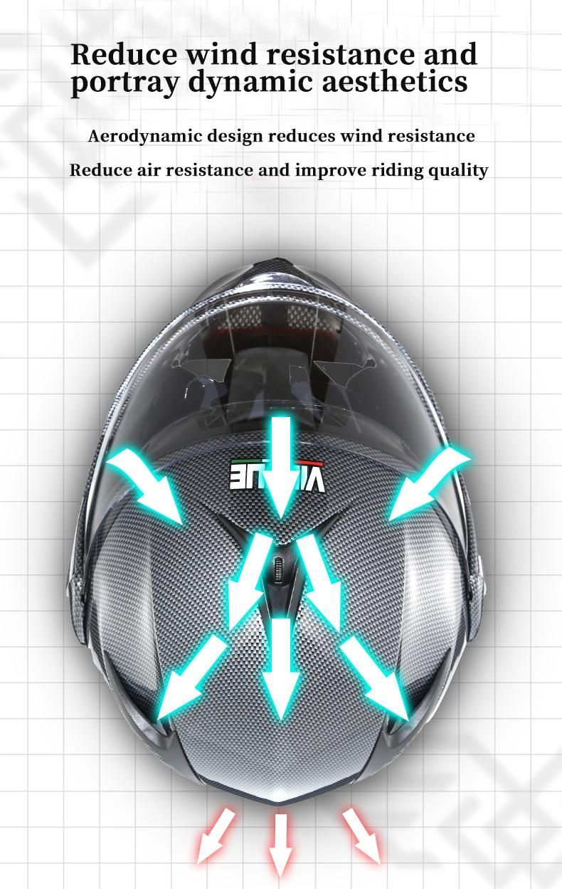 Factory Low Price Hot Sale Motorcycle Bluetooth Helmet Cool Full Face Motorcycle Helmet Universal Helmet Bluetooth Imitation Carbon Fiber Tea Mirror