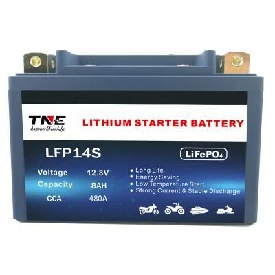 12V 8ah 480CCA LiFePO4 Motorcycle Lithium Battery Pack with BMS for Scooter/ATV