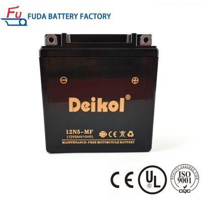 12 Volt 5 Ampere Deep Cycle Lead Acid Motorcycle Battery Factory 12n5 BS Sealed Maintenance Free