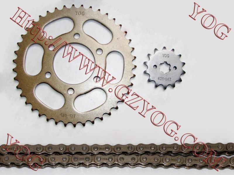 Yog Motorcycle Spare Parts Chain Sprocket Set for Hj125 C90 Honda Ace125