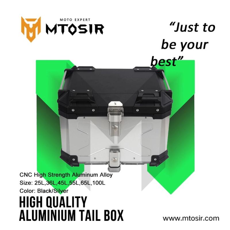 Mtosir High Quality Aluminium Alloy Tail Box Universal Thicken Short Handle Motorcycle Box 25L 36L 45L 55L 65L 100L Black Silver Waterproof Rear Box Luggage Box