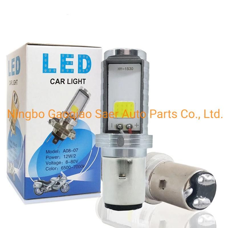 H4 Ba20d P15D LED Motorcycle Headlight Bulbs 6000K Hi/Lo Beam 3030 12SMD Moto Long Life Time Low Power Consumption 6000K