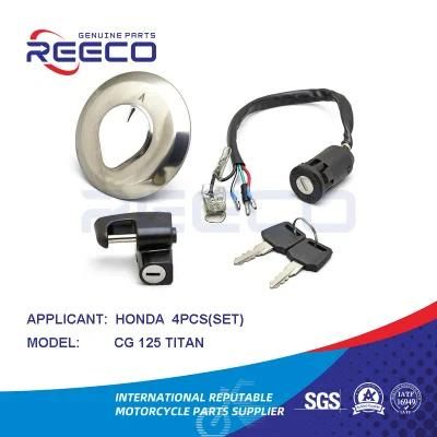 Reeco OE Quality Motorcycle Switch Kit (Igniton Switch, Fuel Tank Cap, Handle Lock...) for Honda Cg 125 Titan 4PCS Set