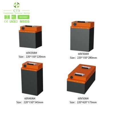 60V 72V 40ah 60ah Lithium LiFePO4 Battery Pack for Motorcycle Scooter (20ah/30ah availavle too)