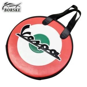 Borske Leather 35cm Motorcycle Round Carrier Bag USA Flag for Vespa Parts