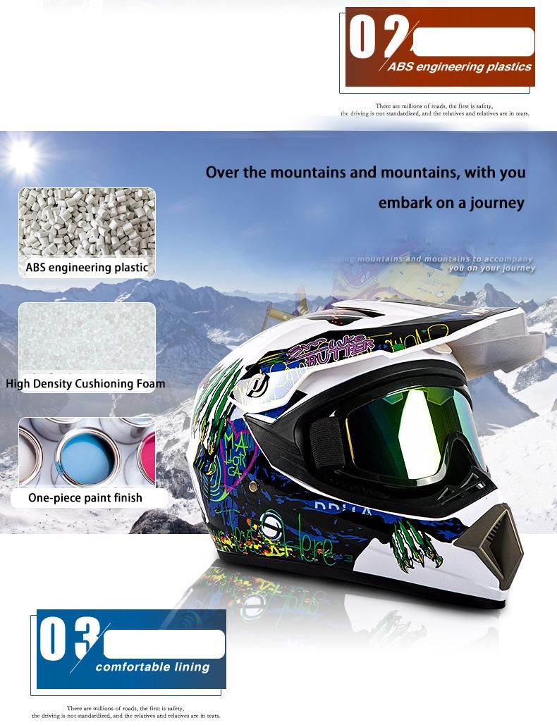 Kartoff-Road Helmetwhite P Flower [Send Three-Piece Set]Electric Motorcycle Helmet Mountain Downhill Race Full Helmet