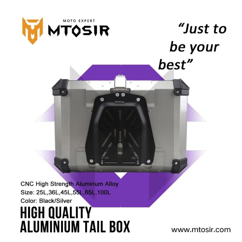 Mtosir High Quality Aluminium Alloy Tail Box Universal Motorcycle Box 25L 36L 45L 55L 65L 100L Black Silver Waterproof Thicken Short Handle Rear Box Luggage Box