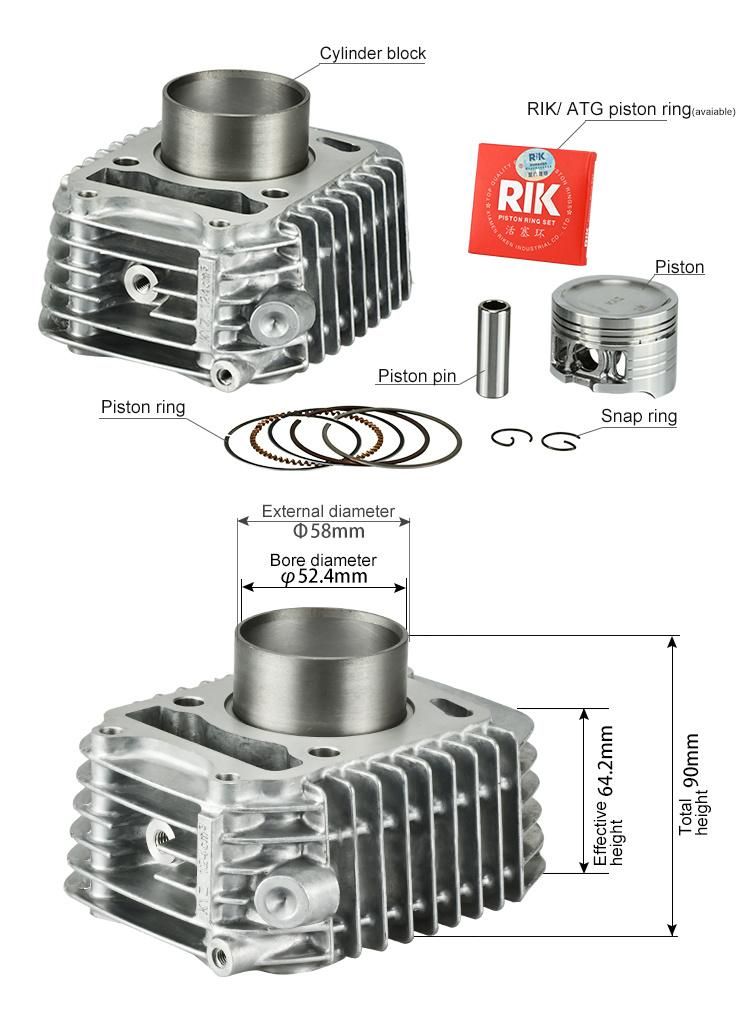 KYZ bore 52.4mm 124cc SUPRA X125 /CB125 SPX 125 HELMIN Popular Malsysia A class aluminum engine parts motorcycle cylinder block for HONDA