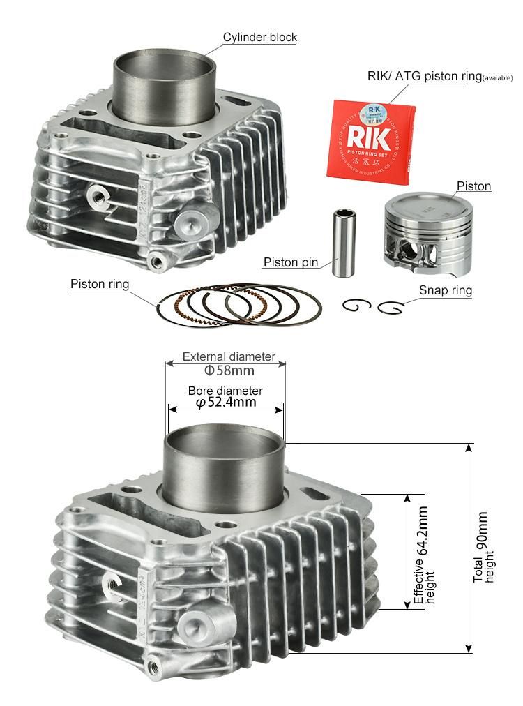 KYZ bore 52.4mm 124cc SUPRA X125 /CB125 SPX  125 HELMIN Popular Malsysia A class aluminum engine parts motorcycle cylinder block for HONDA