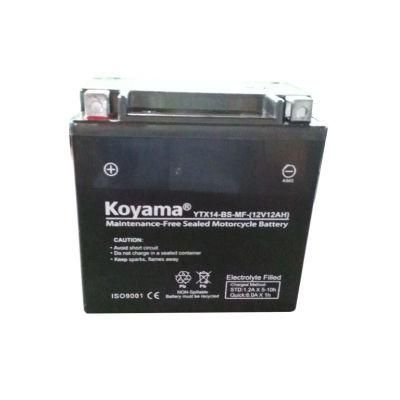 Ytx14-BS Motorcycle Battery AGM Mf 12V12ah Motorcycle Battery