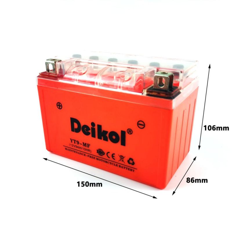 Deikol Yt9-Mf/BS Orange Shell Maintenance Free Motorcycle Battery