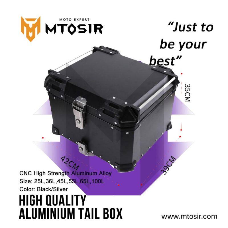 Mtosir High Quality Aluminium Tail Box Universal Aluminium Alloy Waterproof Motorcycle Box 25L 36L 45L 55L 65L 100L Black Silver Rear Box Luggage Box