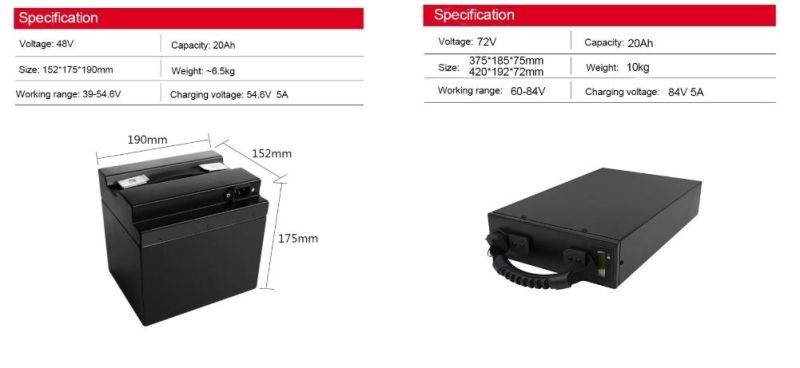 60V 20ah 30ah Removable Lithium Battery for Electric Scooter