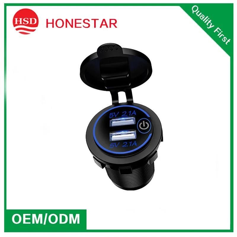 12V USB Outlet 4.2A Charger Socket with on/off Touch Switch for Car Marine Boat Motorcycle Charger