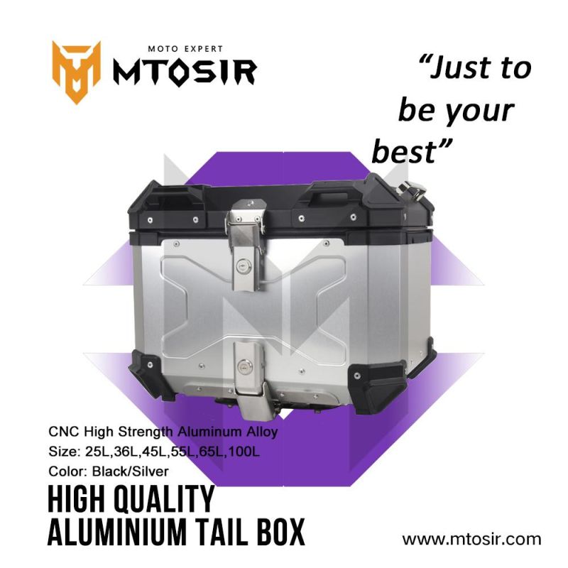 Mtosir High Quality Aluminium Tail Box Universal Aluminium Alloy Motorcycle Box 25L 36L 45L 55L 65L 100L Black Silver Waterproof Rear Box Luggage Box