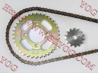 Yog Motorcycle Spare Parts Chain and Sprocket Transmission Set Dy100 Cg125 Bajajpulsar135