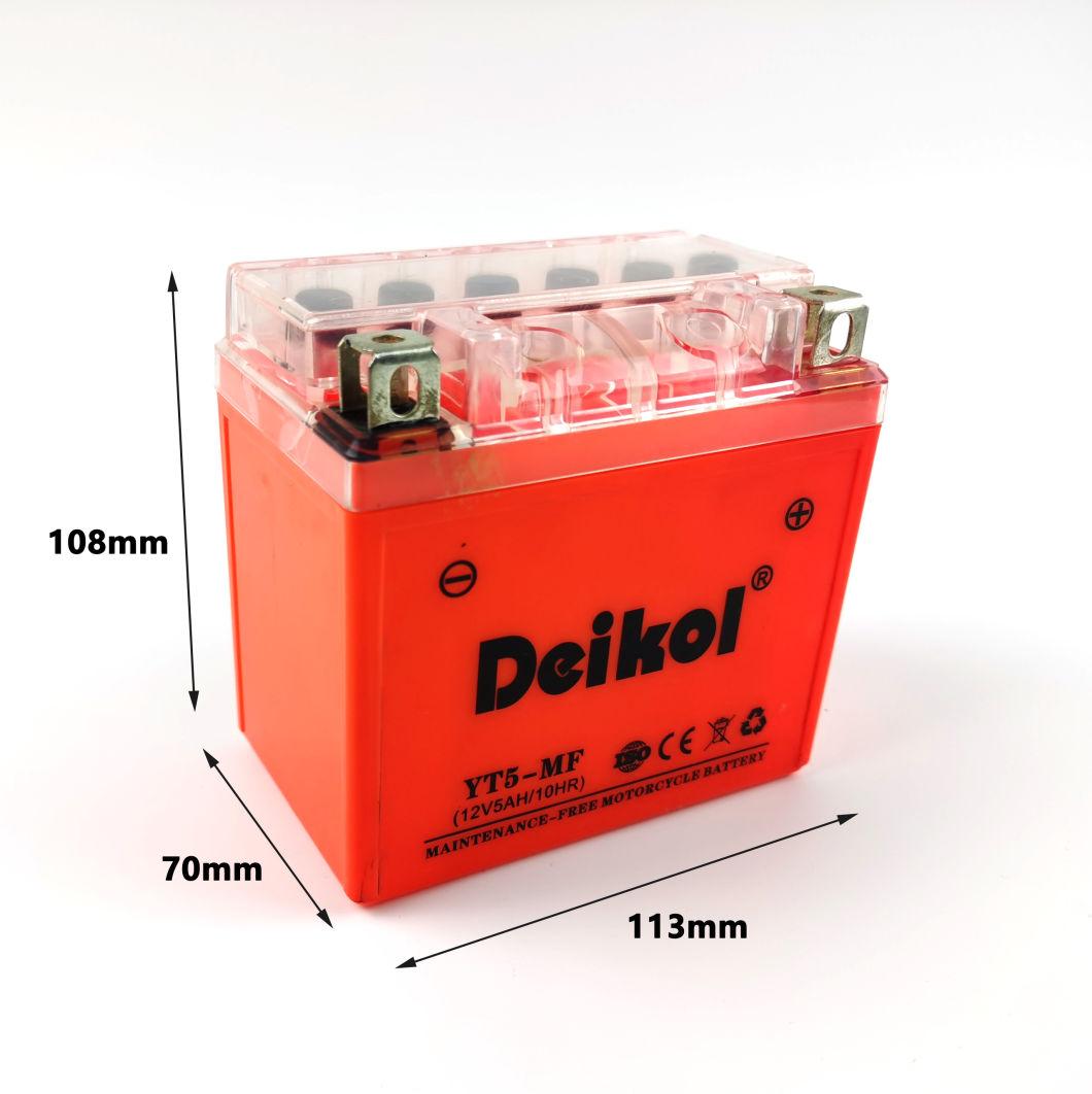 Deikol Ytx5-Mf/BS Orange Shell Maintenance Free Motorcycle Battery