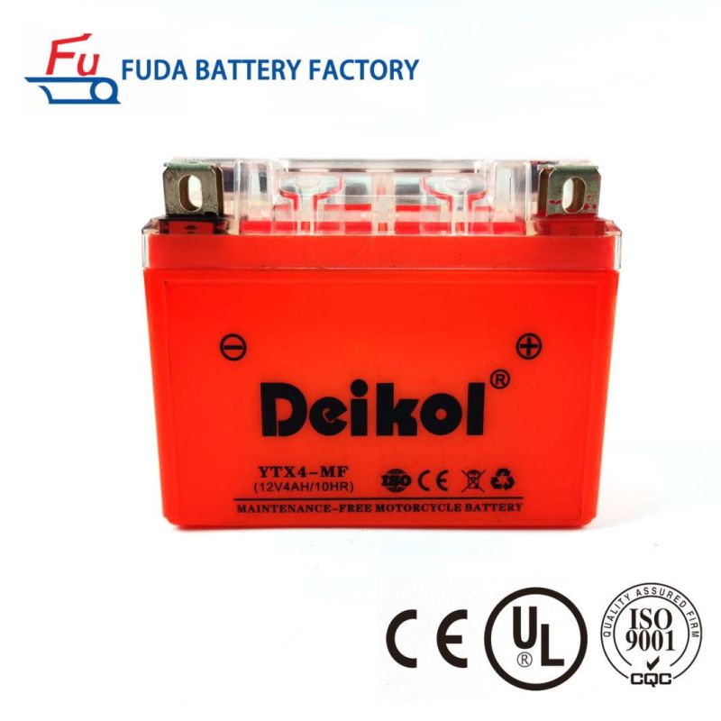 Deikol Ytx4-Mf/BS Orange Shell Maintenance Free Motorcycle Battery