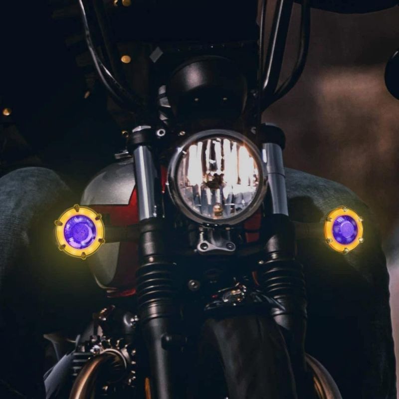 Universal Motorcycle Motocross Turn Signal Indicators Lights Amber LED E-MARK Light Blinker Flowing Water Lights