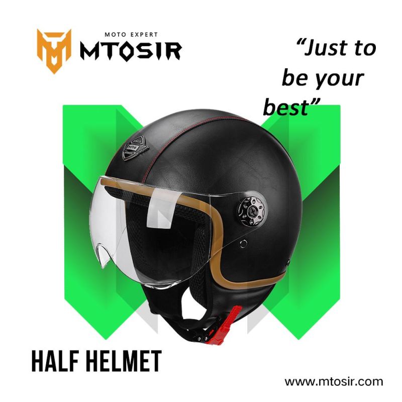 Mtosir Motorcycle Half Face Helmet Universal Four Seasons Multi-Colors Red Leather Motorcycle Accessories Adult Full Face Flip Helmet Motorcycle Helmet