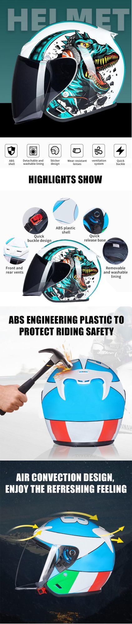 D-Helmet ABS Safety Helmet Motorcycle Full Face Motocross Helmets