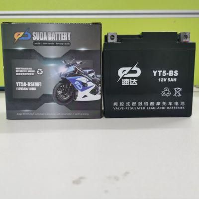 Yt5-BS 12V5ah Motorcycle Battery Rechargeable Battery Lead Acid Battery VRLA Battery
